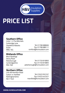 H and V Price List Cover